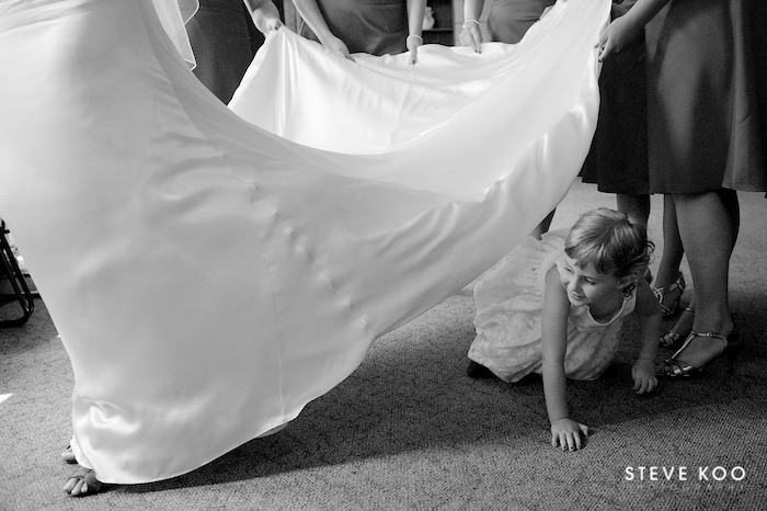 Bridesmaid under dress