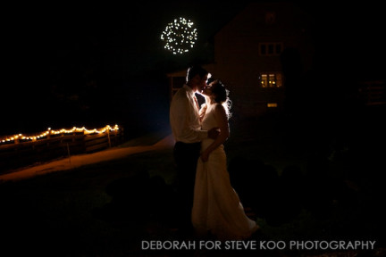 bride and groom night fireworks