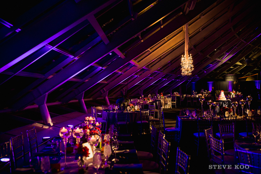 Adler Planetarium with purple and pink up lighting wedding